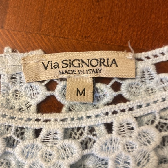 Via Signoria Sleeveless Baby Doll Baby Blue Silk MEDIUM - Picture 5 of 7